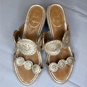 Jack Rogers Metallic Gold Shelby Espadrille Wedge Sandal